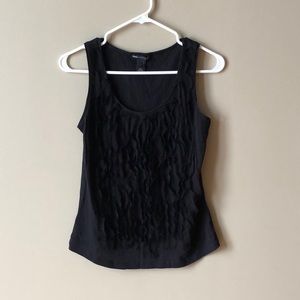 Mango 🌸 Black Tank Top with Ruffle Detail